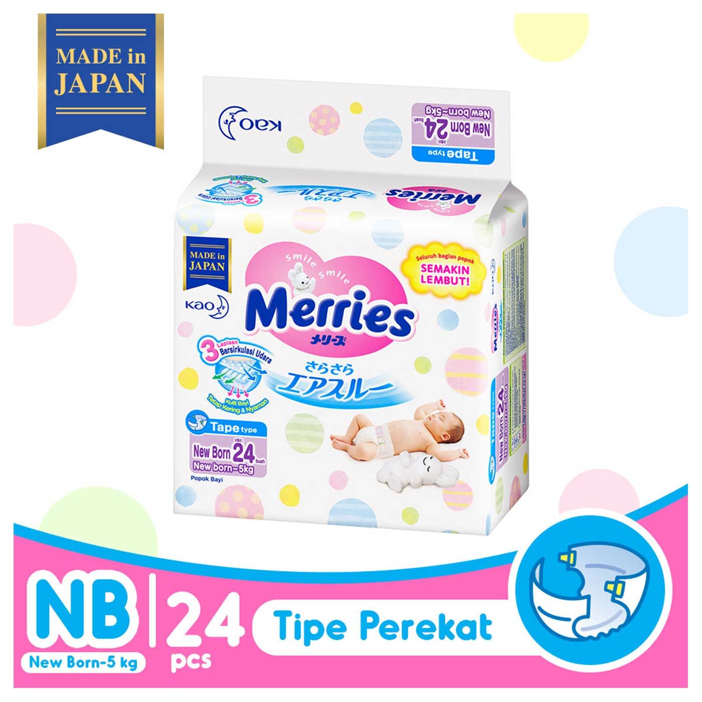 Merries Baby Diapers New Born 24'S - 1