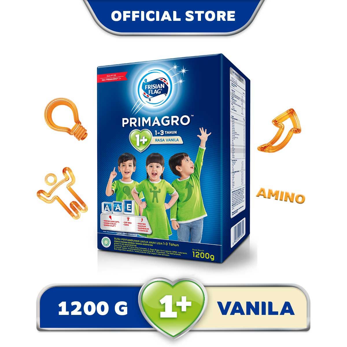 Frisian Flag Primagro 1+ Vanilla 1200gr Susu Pertumbuhan Anak Usia 1-3 Tahun - 1