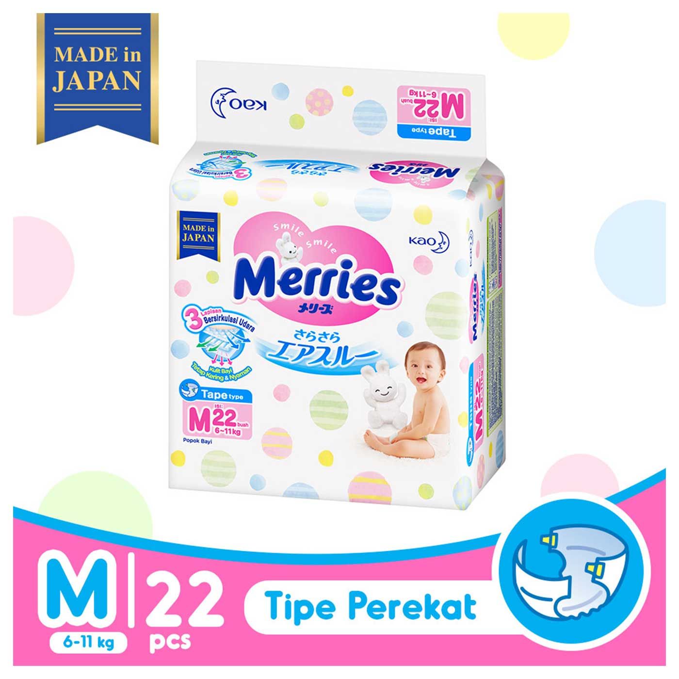 Merries Premium Popok Bayi Perekat M 22 - 1