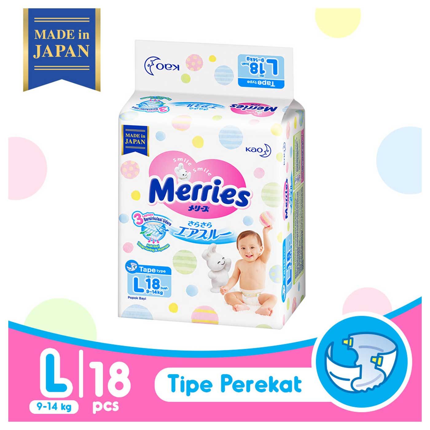 Merries Baby Diapers L 18'S - 1