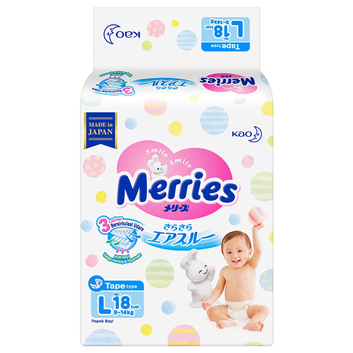 Merries Baby Diapers L 18'S - 2