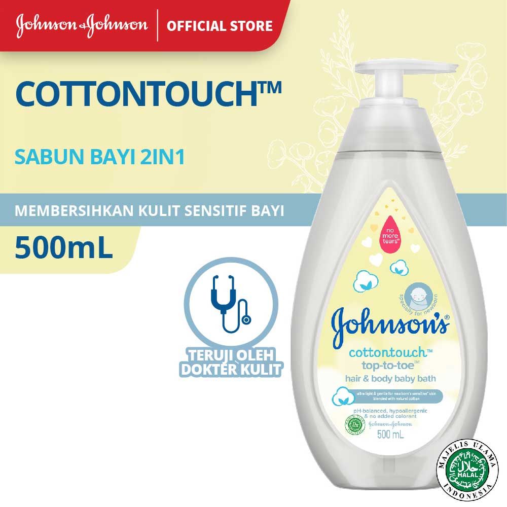 JOHNSON'S Cotton Touch Baby Top To Toe Bath 500ml - 1