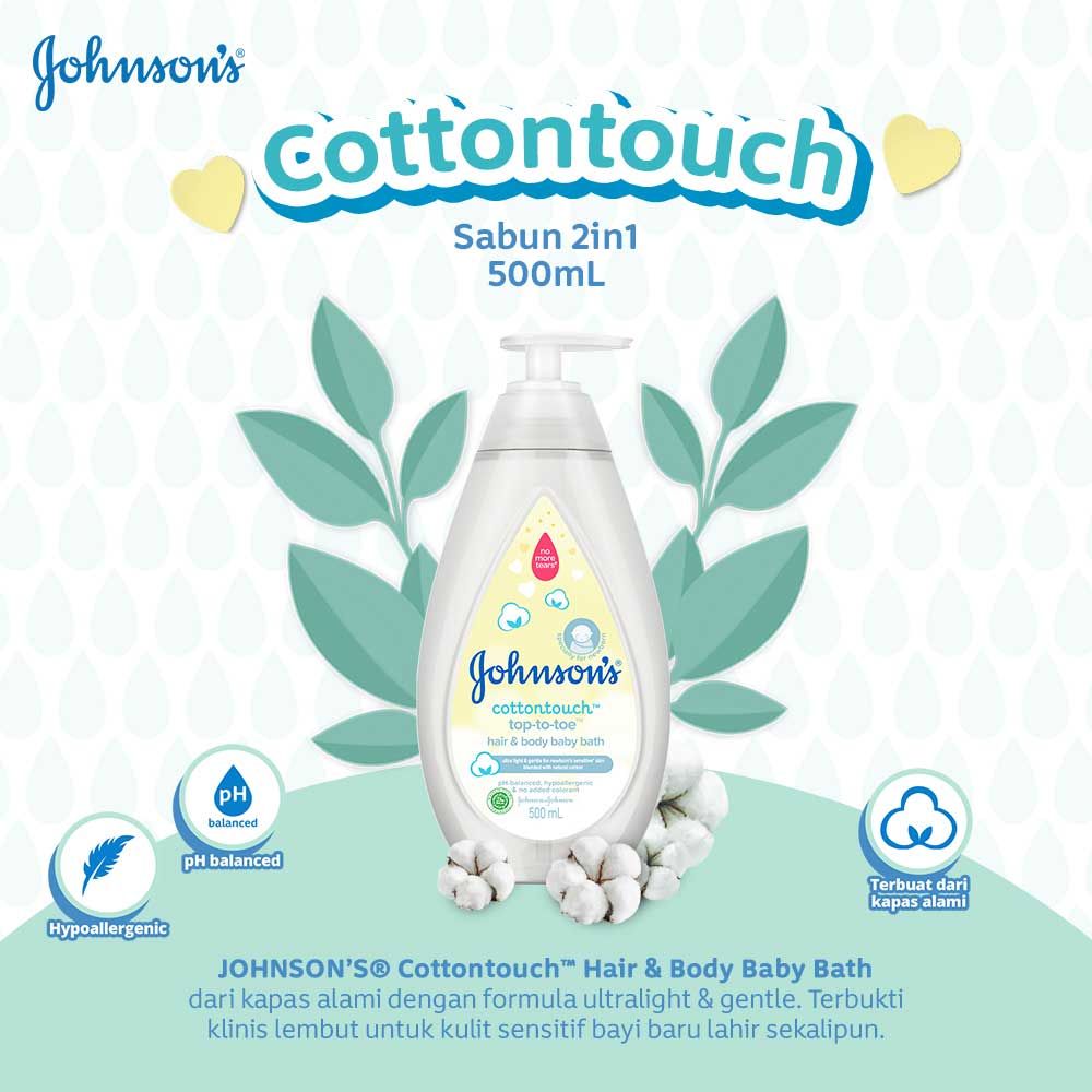 JOHNSON'S Cotton Touch Baby Top To Toe Bath 500ml - 2