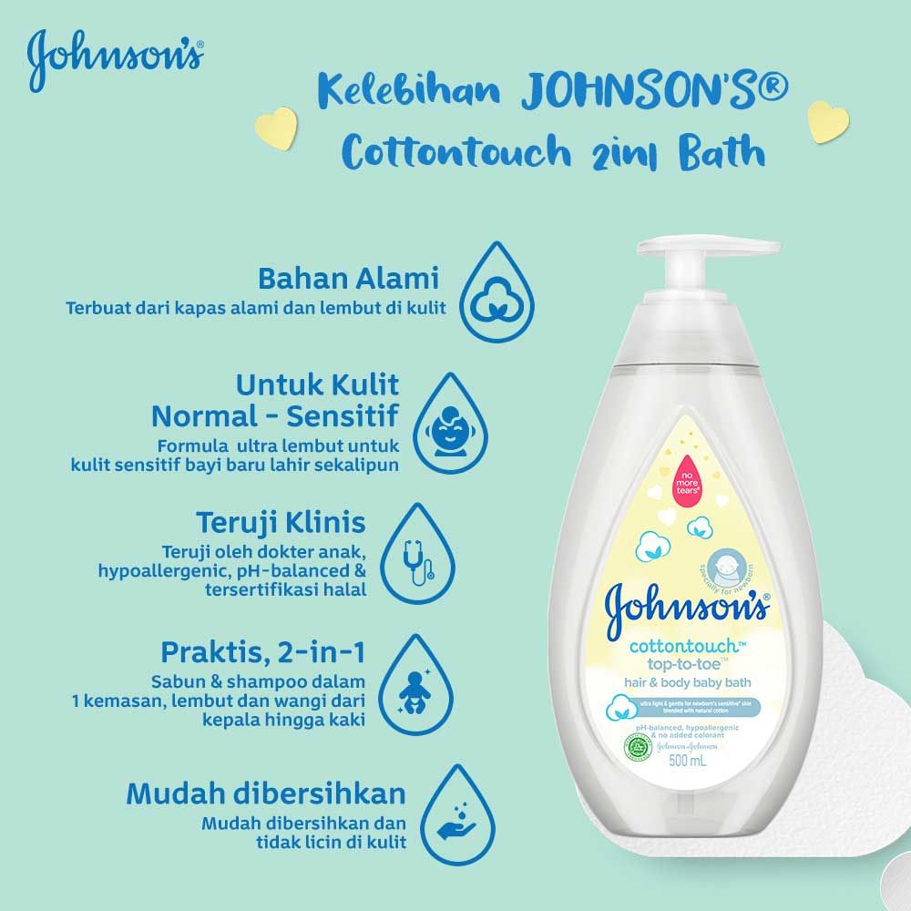 JOHNSON'S Cotton Touch Baby Top To Toe Bath 500ml - 3