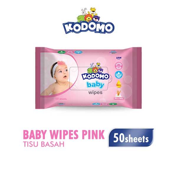 Kodomo Wet Wipes Pink 50 Sheet - 1