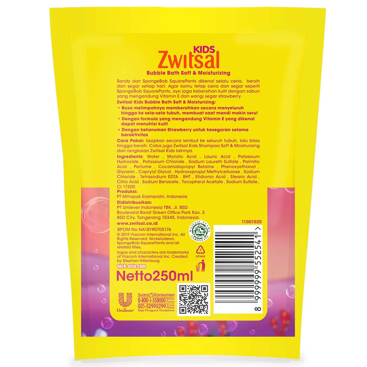Zwitsal Kids Bubble Bath Pink Soft & Moisturizing 250ml - 4