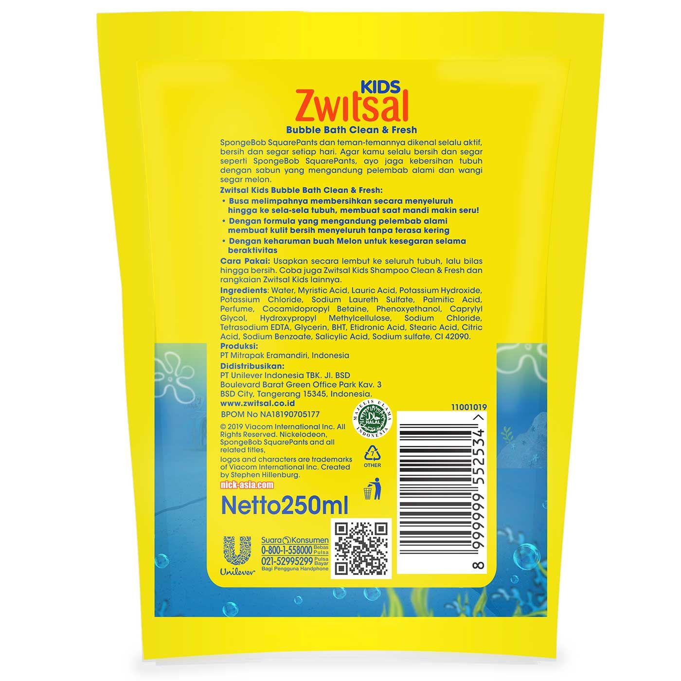 Zwitsal Kids Bubble Bath Blue Clean & Fresh 250ml - 4