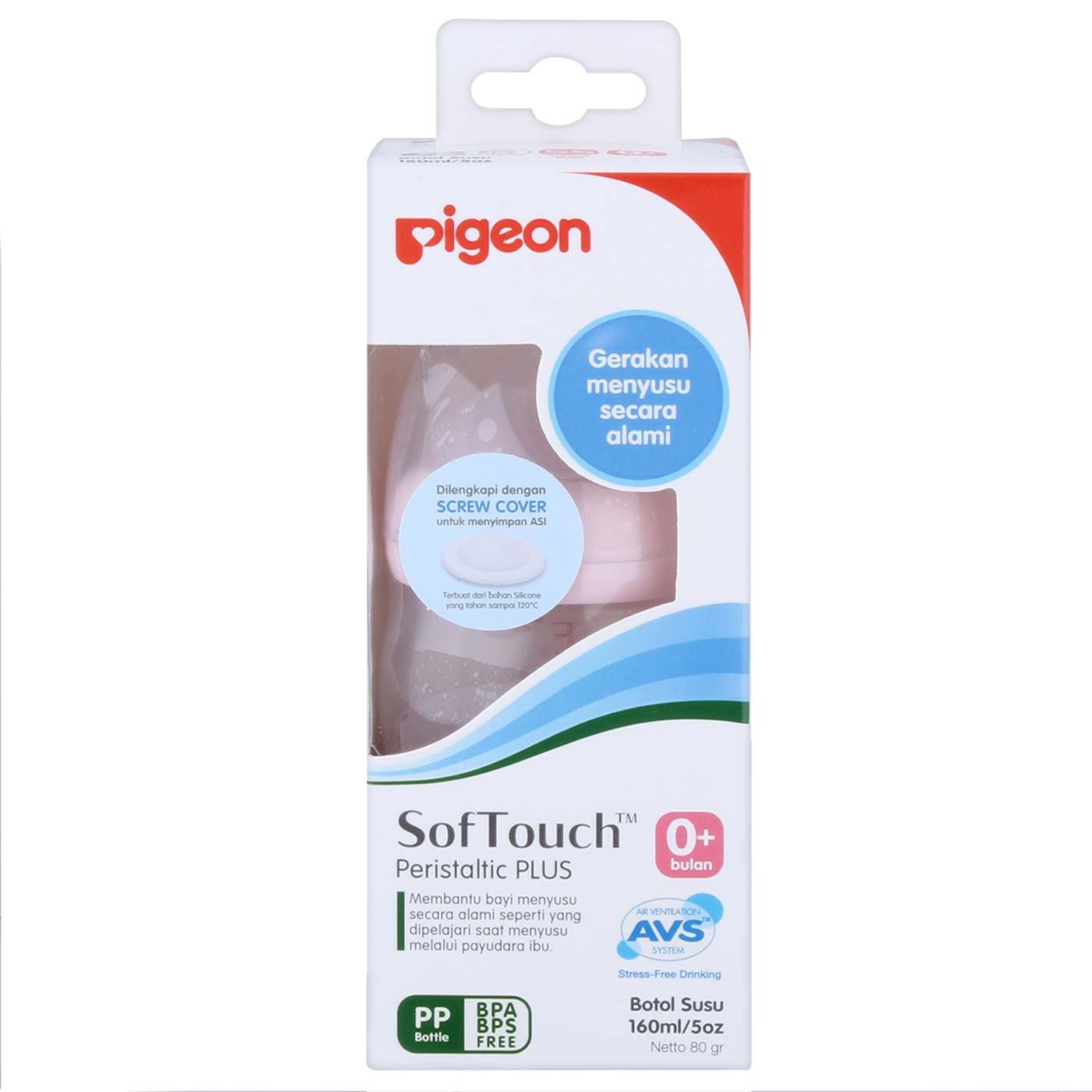 Pigeon Botol PP Wide Neck 160 Ml with P-Plus Nipple Pink - 1