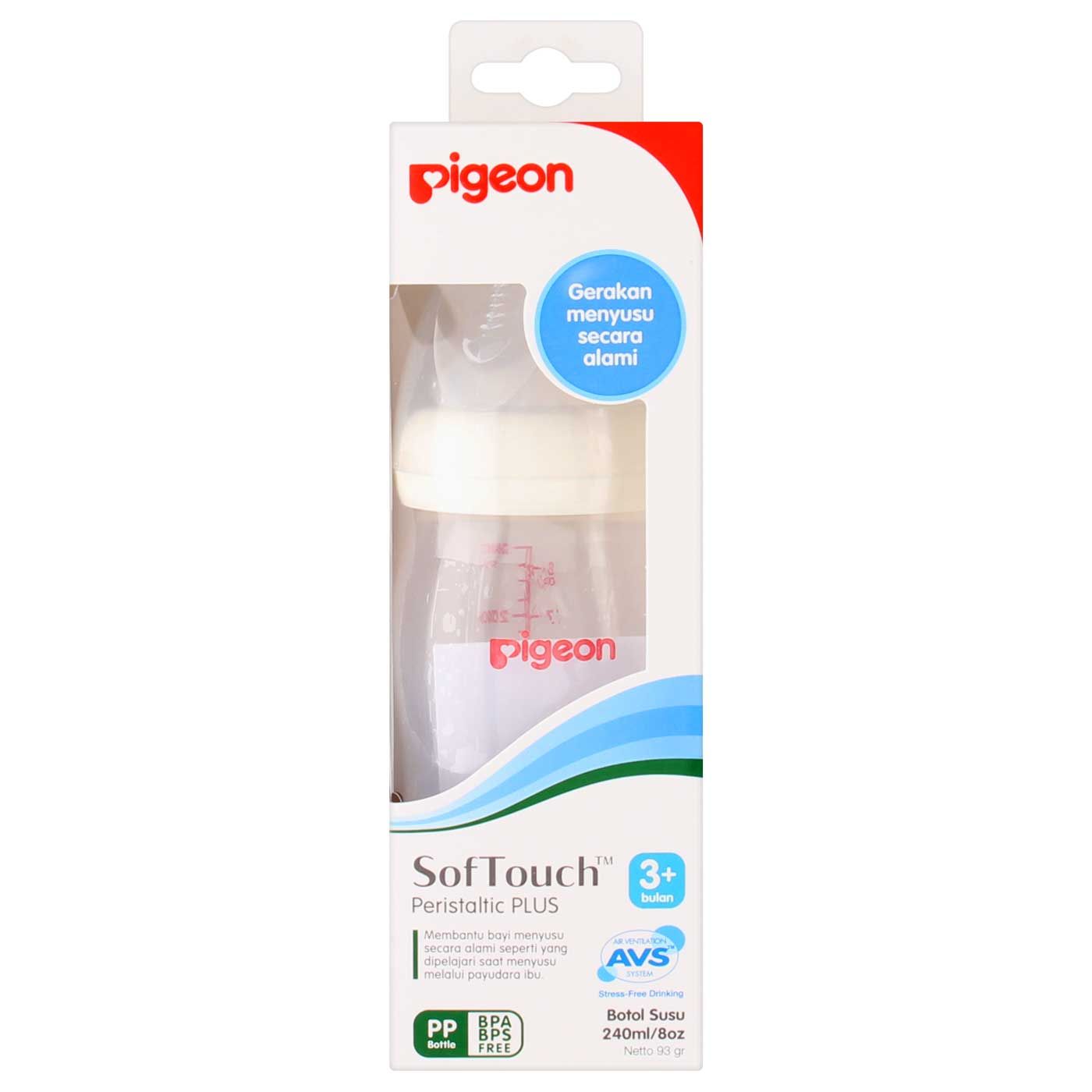 Pigeon Botol PP Wide Neck 240 Ml with P-Plus Nipple White - 2