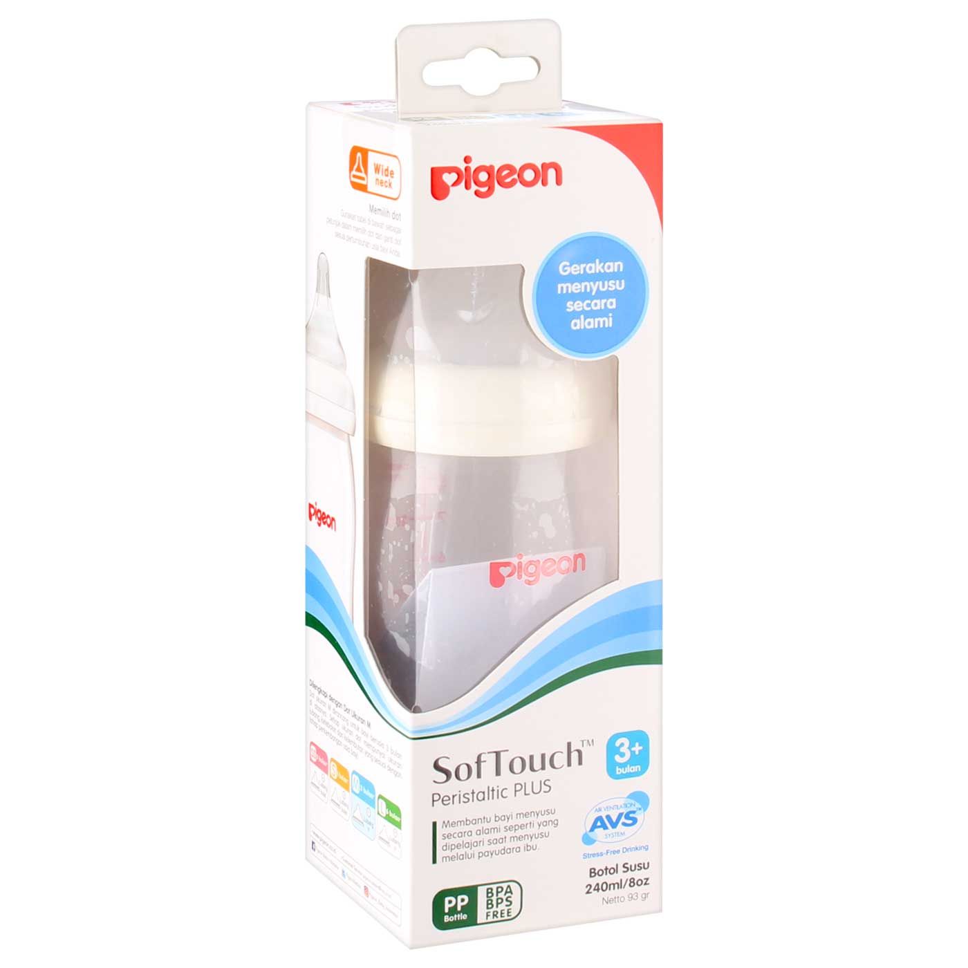 Pigeon Botol PP Wide Neck 240 Ml with P-Plus Nipple White - 3