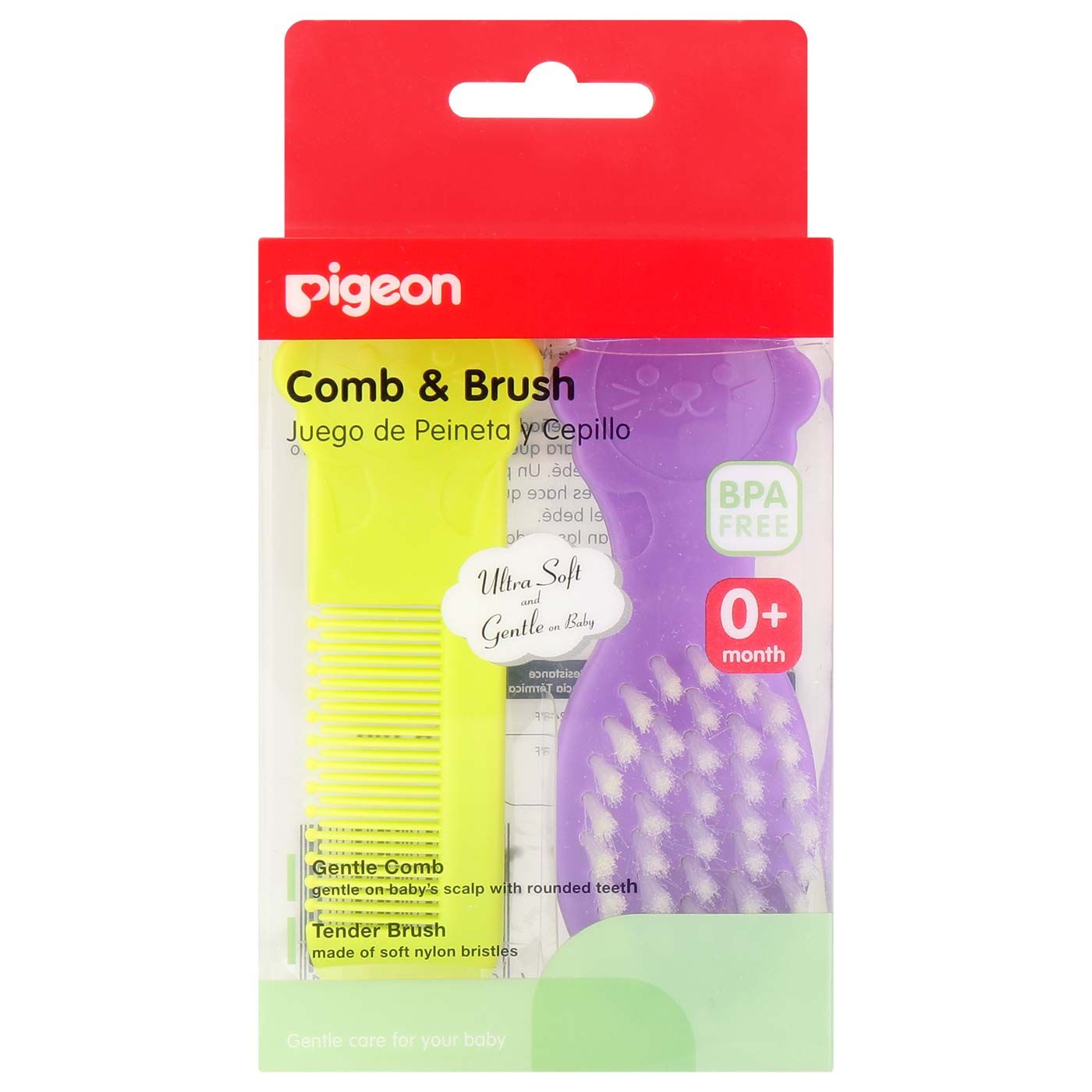 Pigeon Comb & Hair Brush Set Hijau Ungu - 1