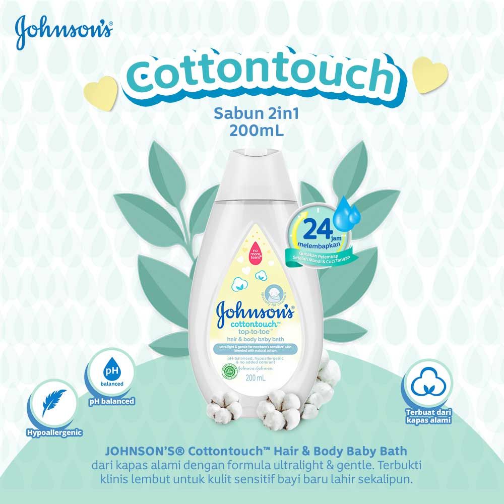JOHNSON'S Cotton Touch Baby Top To Toe Bath 200ml - 2