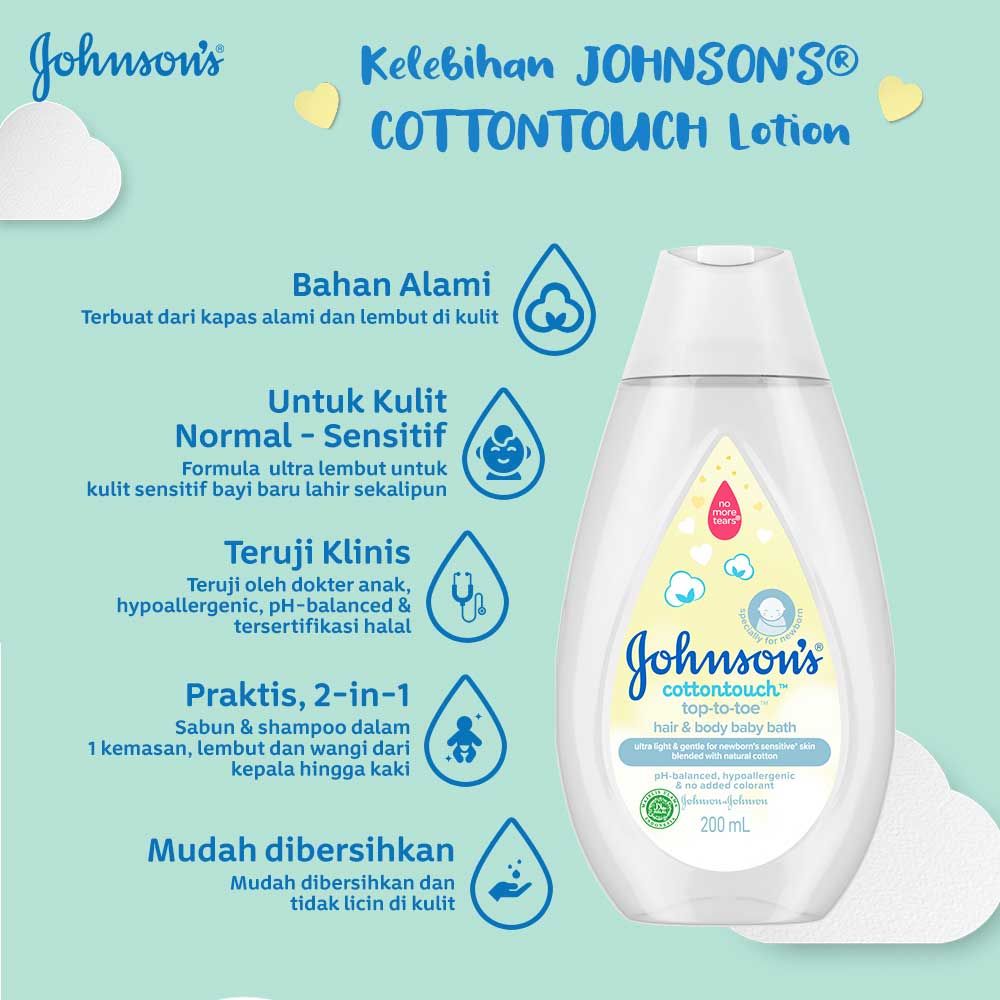 JOHNSON'S Cotton Touch Baby Top To Toe Bath 200ml - 3