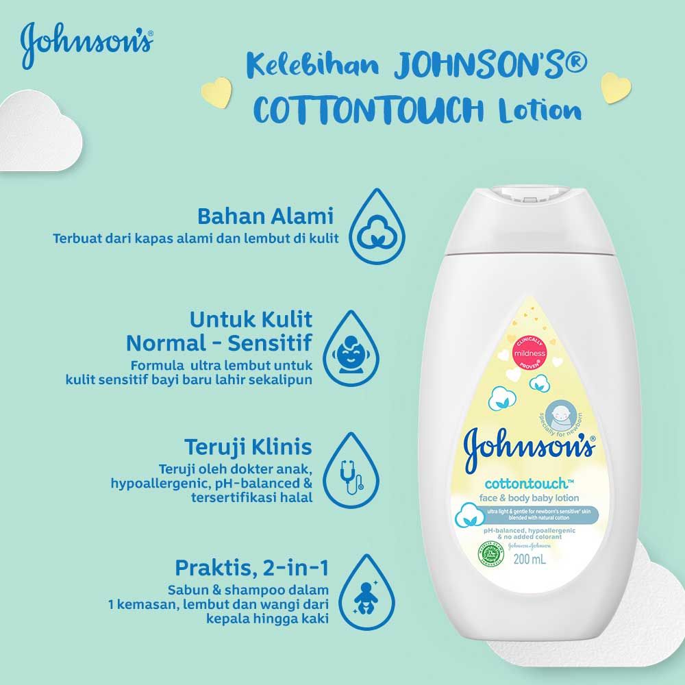 JOHNSON'S Cotton Touch Baby Face & Body Lotion 200ml - 2