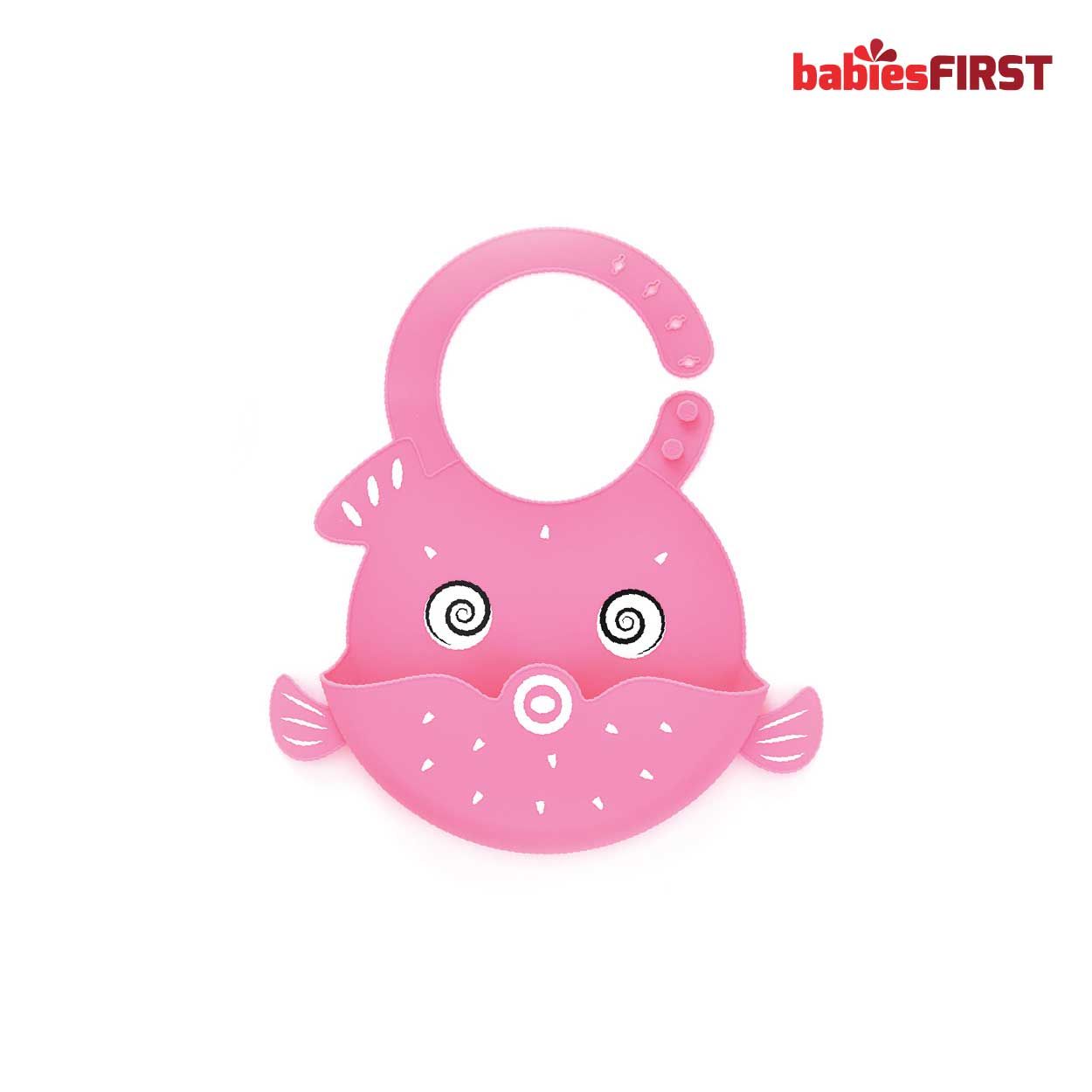 Babiesfirst Pufferfish Silicone Baby Bib Pink - 1