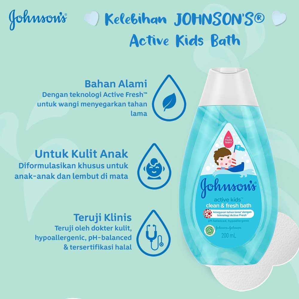 JOHNSON'S Active Kids Clean Fresh Bath 200ml - 3