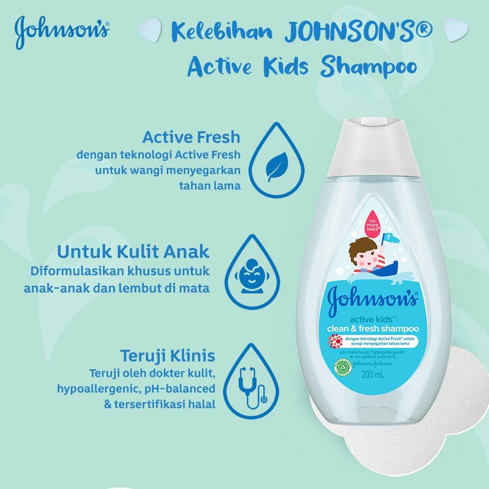 JOHNSON'S Active Kids Clean & Fresh Shampoo 200ml - 3