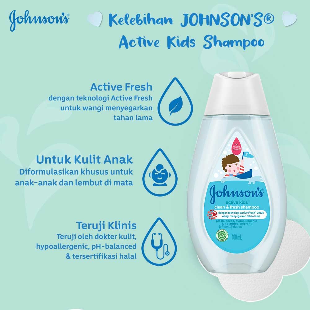 JOHNSON'S Active Kids Clean & Fresh Shampoo 100ml - 3