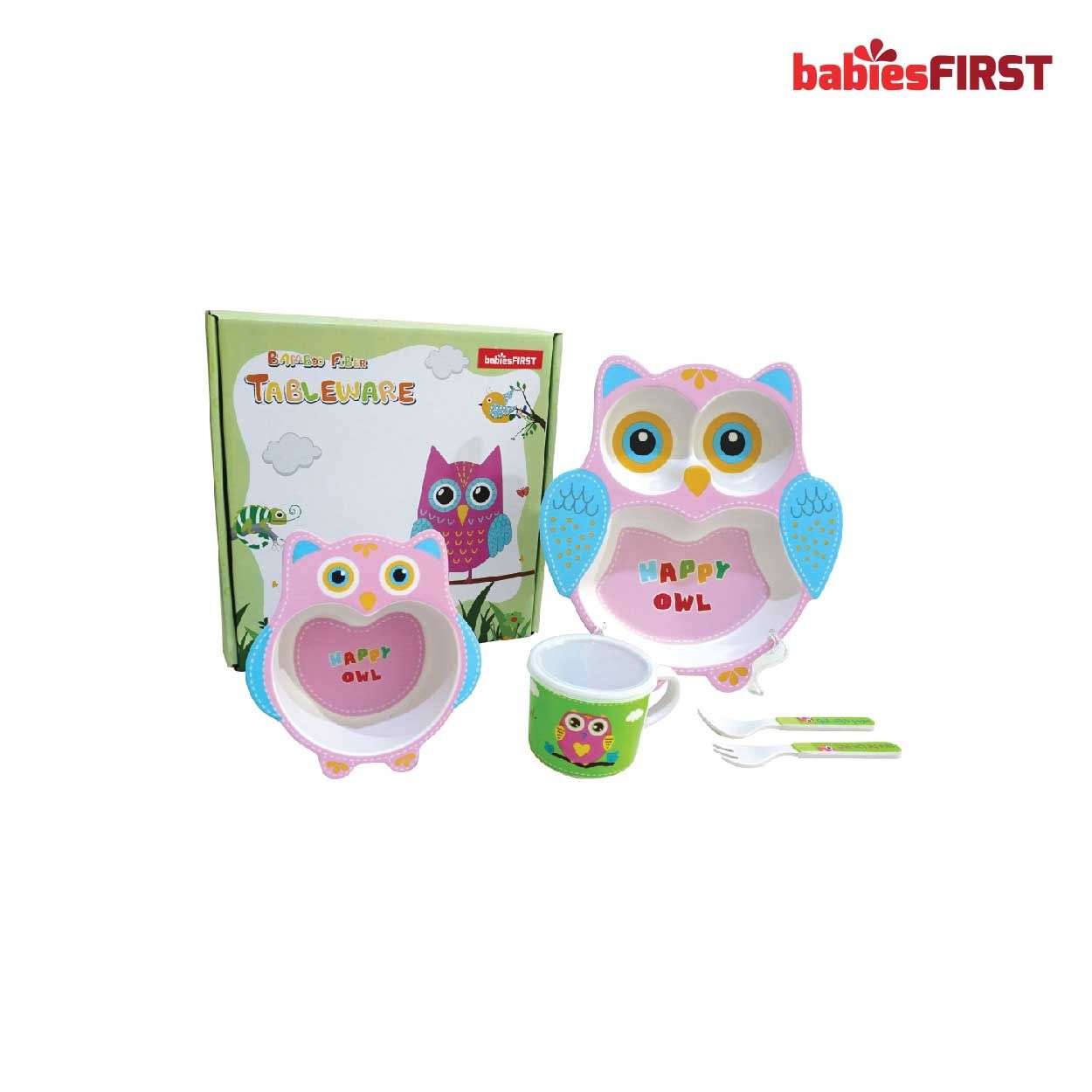 Babiesfirst Bamboo Fiber Kids Feeding Set Animal 3D Owl - 1
