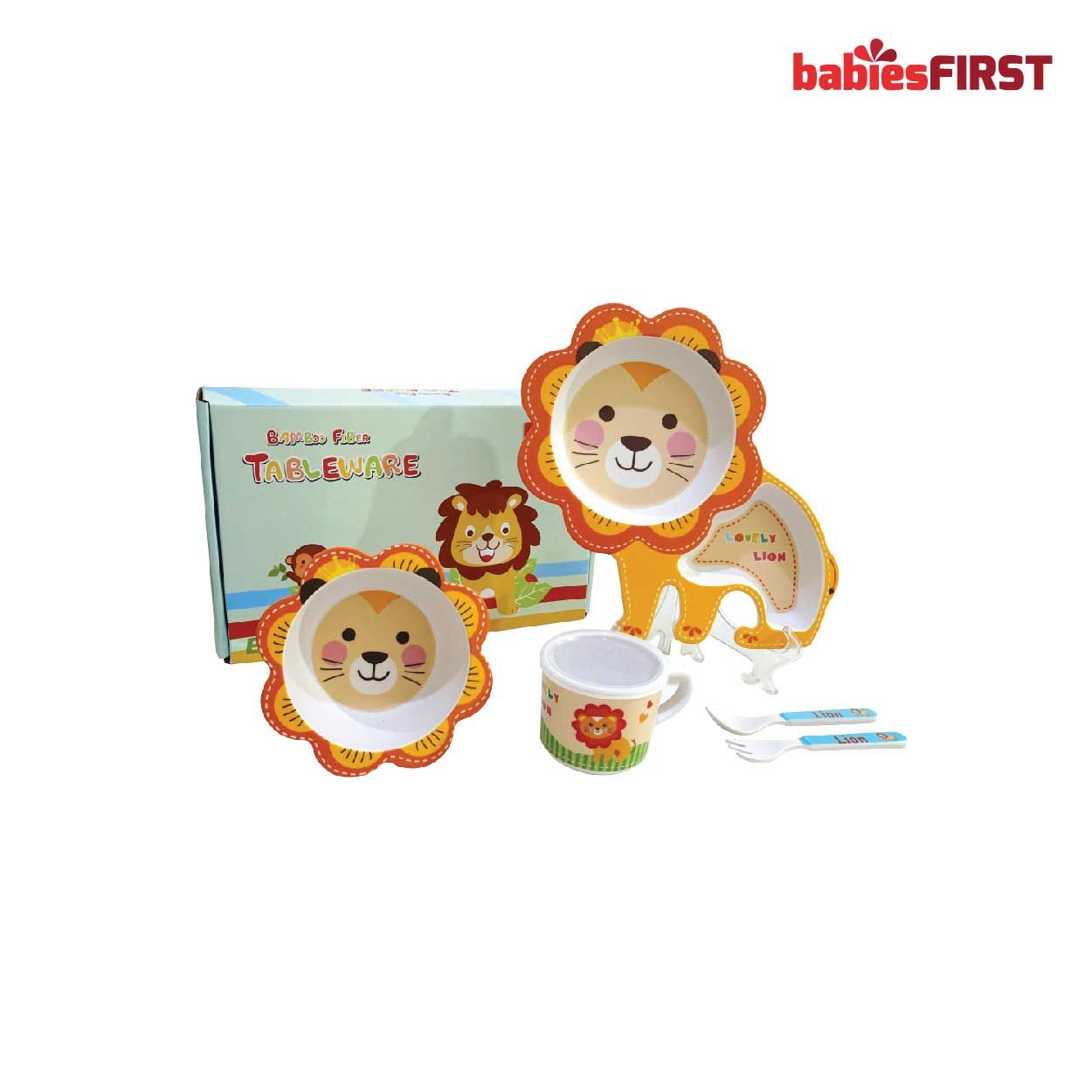 Babiesfirst Bamboo Fiber Kids Feeding Set Animal 3D Lion - 1