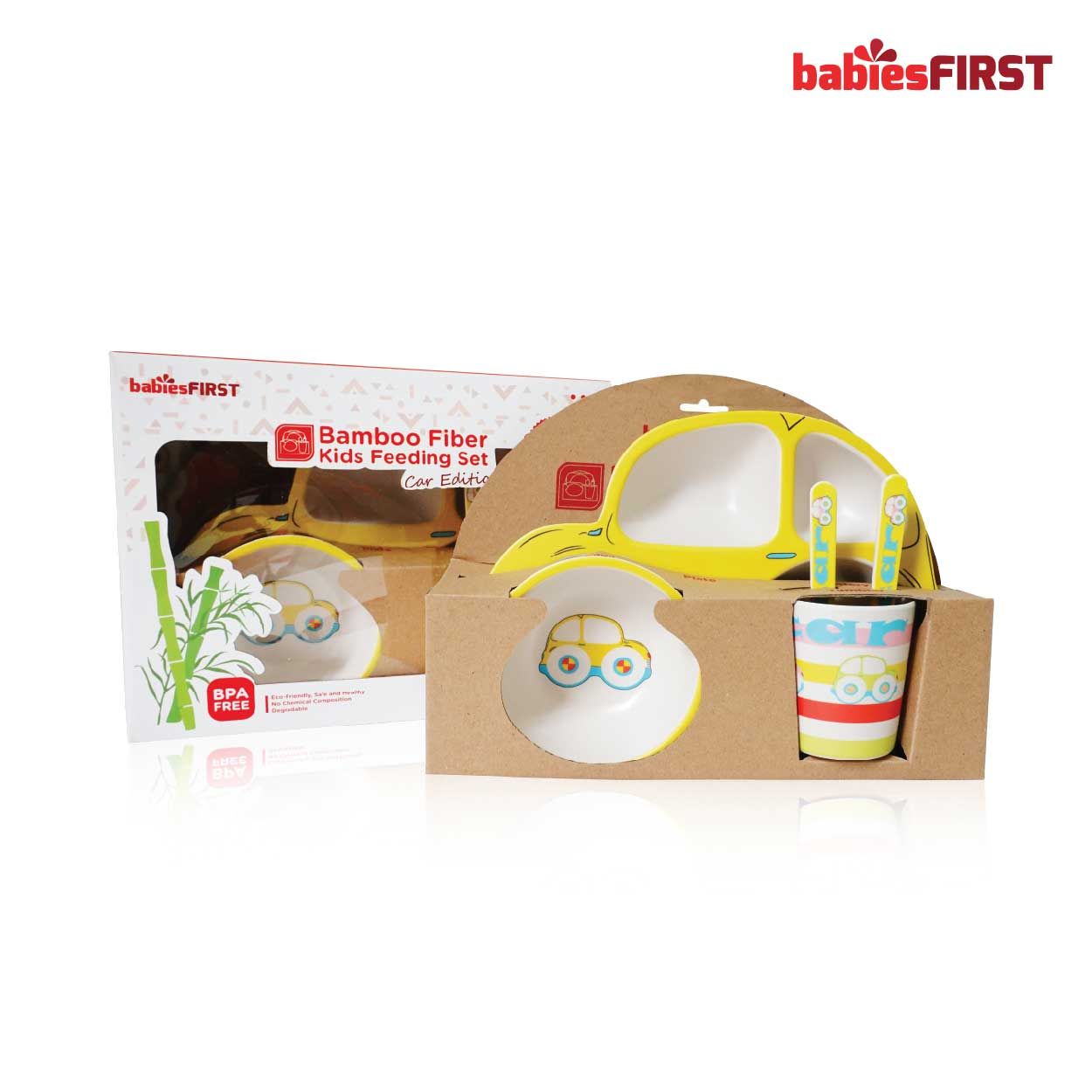 Babiesfirst Bamboo Feeding Set Cars Edition Yellow - 2