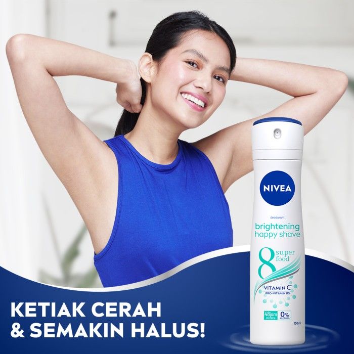 NIVEA Deodorant Brightening Happy Shave Spray 150ml - Ketiak Cerah - 3