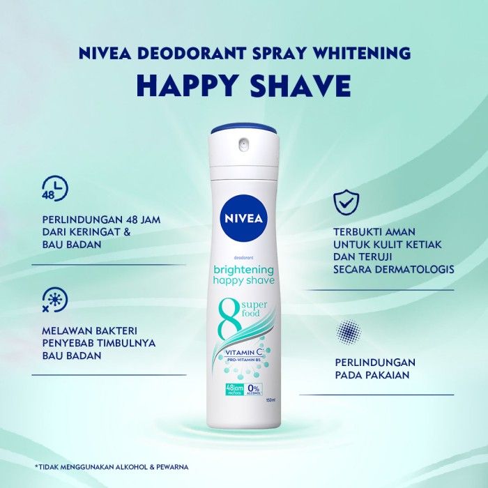 NIVEA Deodorant Brightening Happy Shave Spray 150ml - Ketiak Cerah - 4