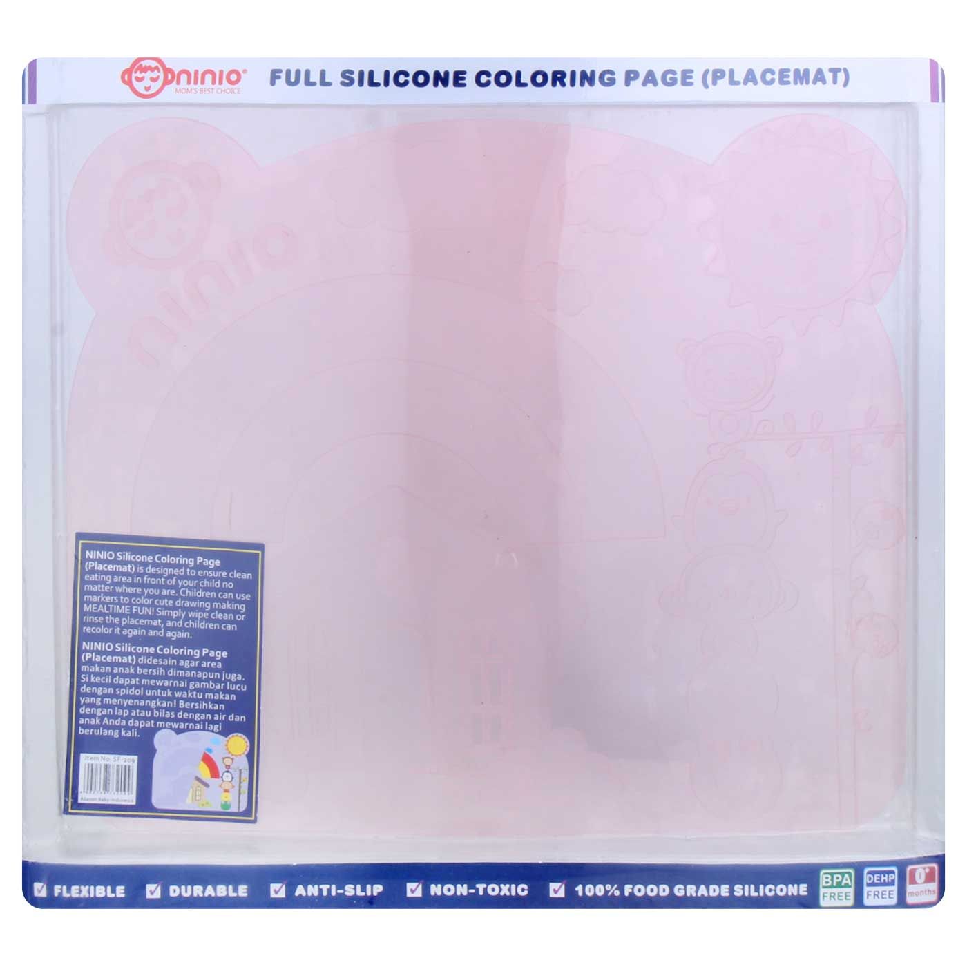 Ninio Full Silicone Coloring Page Placemat Pink - 1