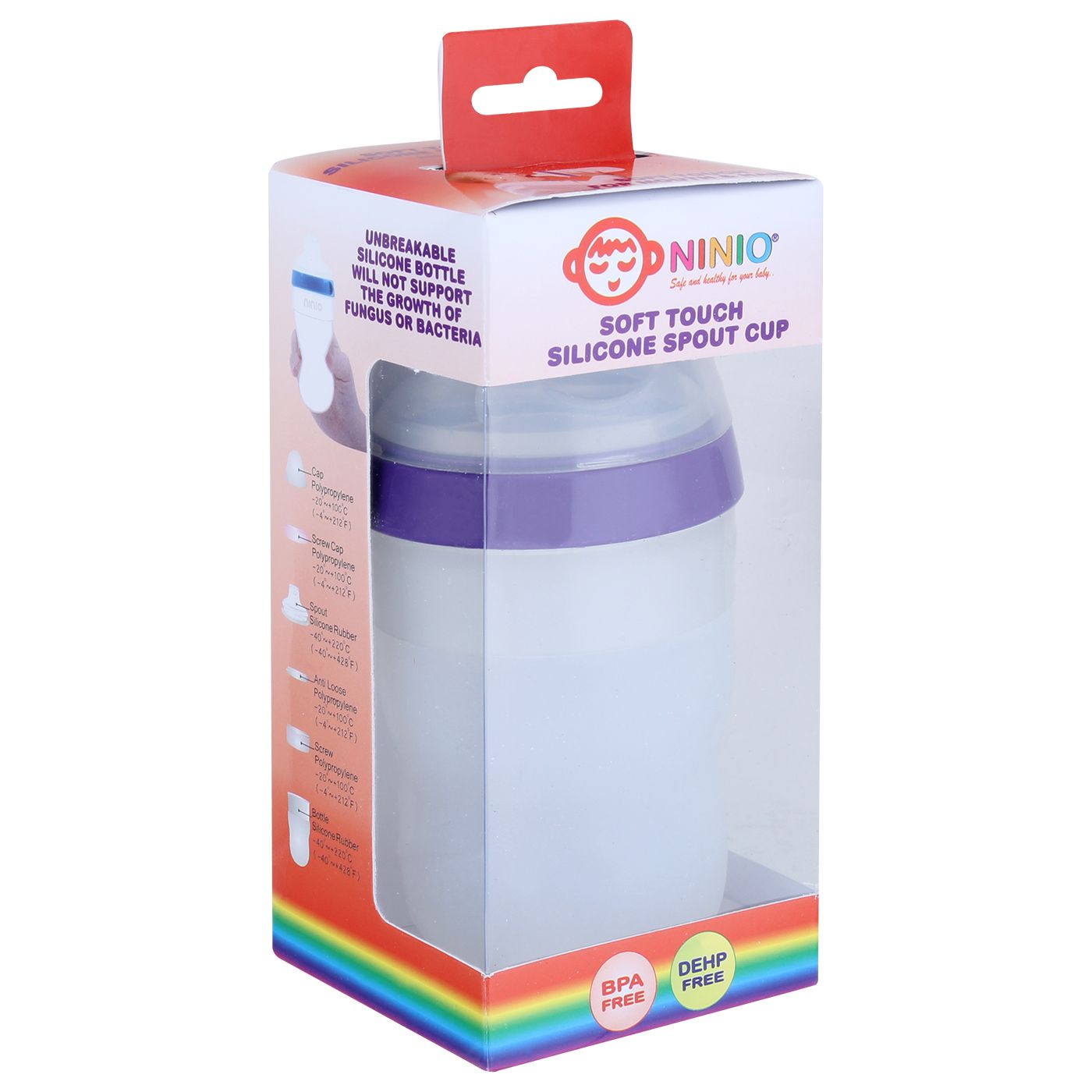 Ninio Non-Drip Silicone Spout Cup 7oz Purple - 5