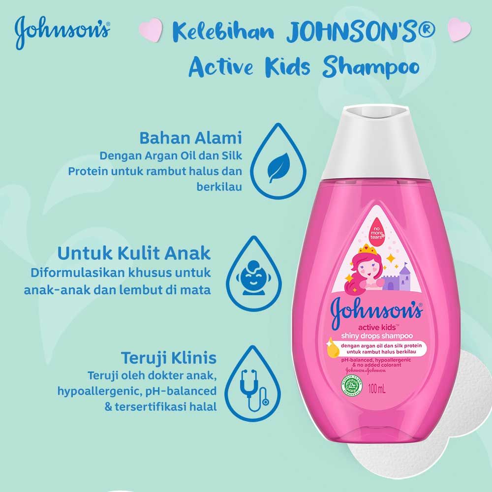JOHNSON'S Active Kids Shiny Drops Shampoo 100ml - 3