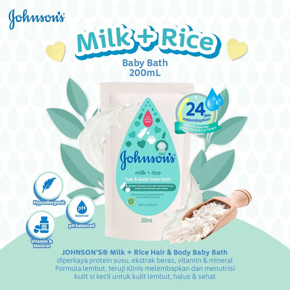 JOHNSON'S Milk & Rice Bath 200ml (Refill) - 2