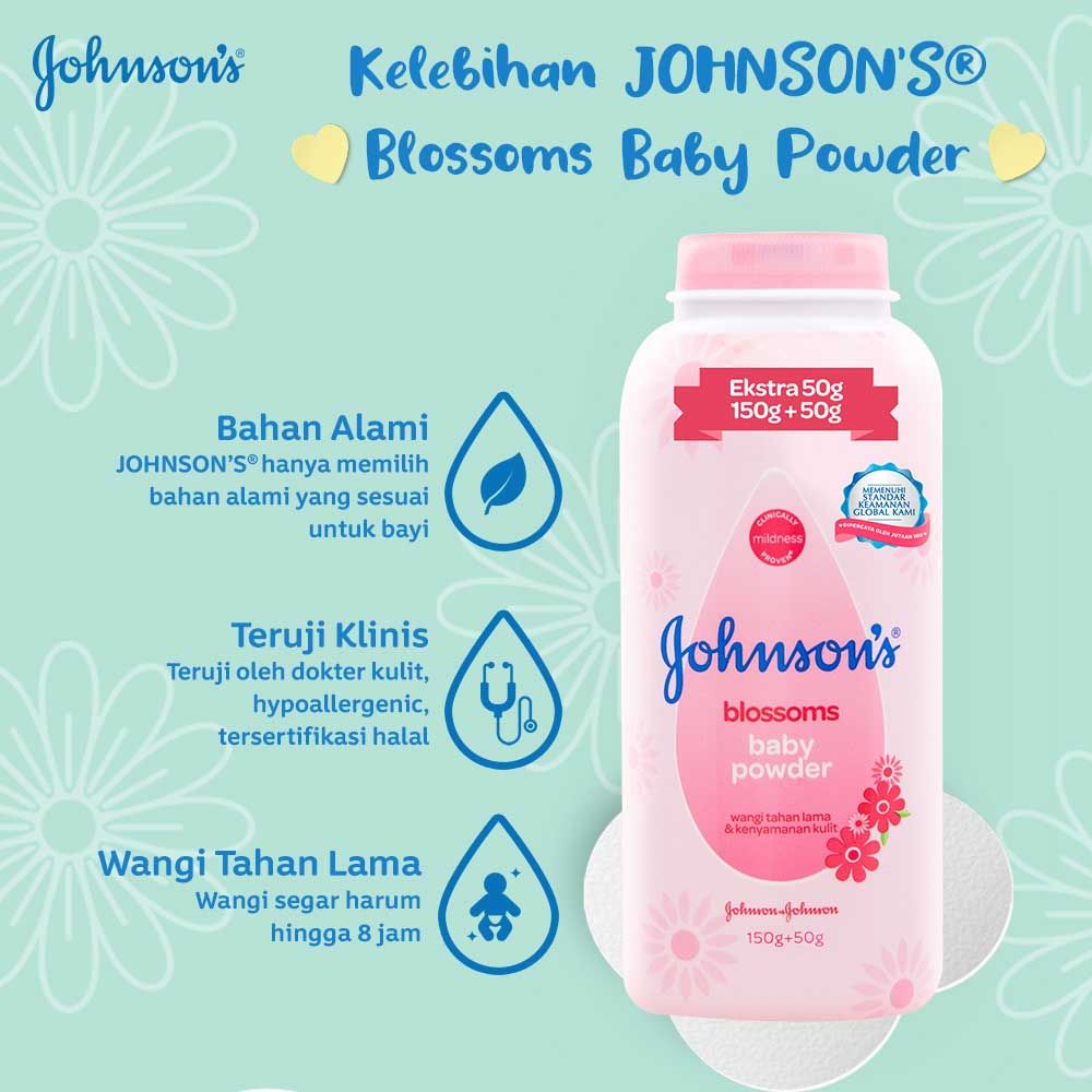 JOHNSON'S Blossoms Powder ExtraFill150gr +50gr - 3