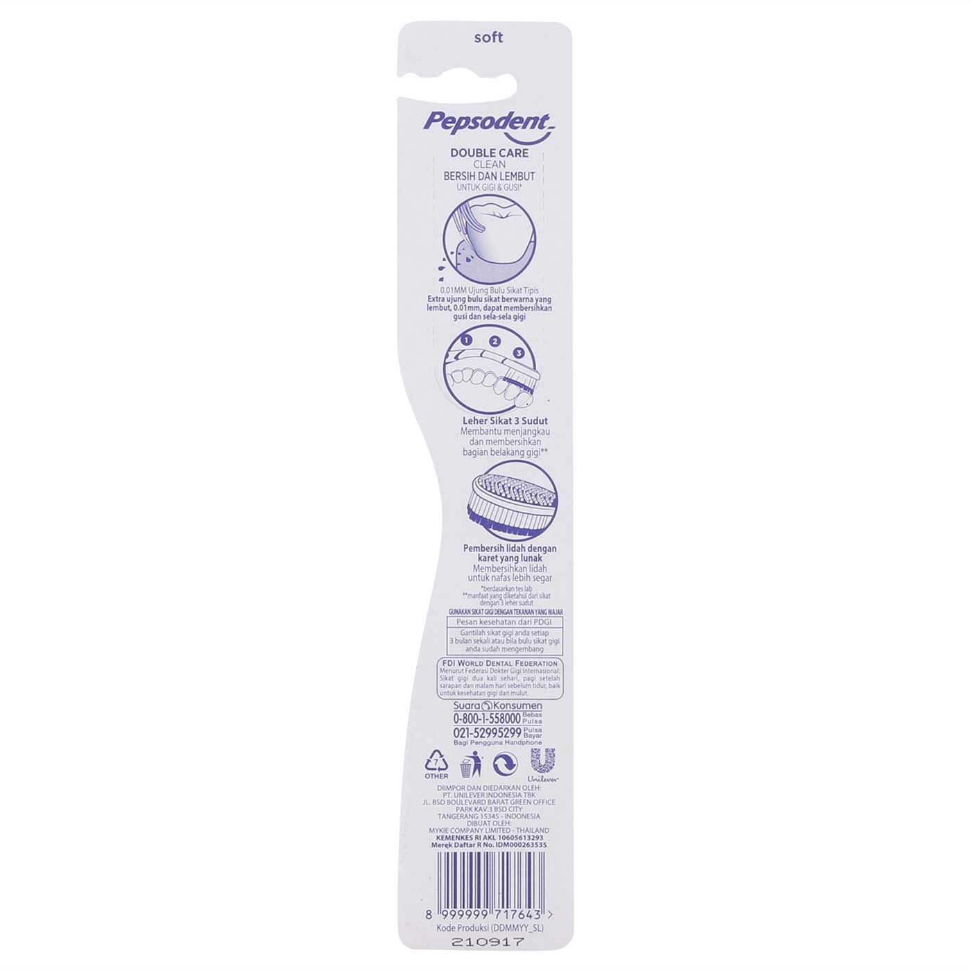 Pepsodent Tooth Brush Dbl Care Clean Soft Blue - 2