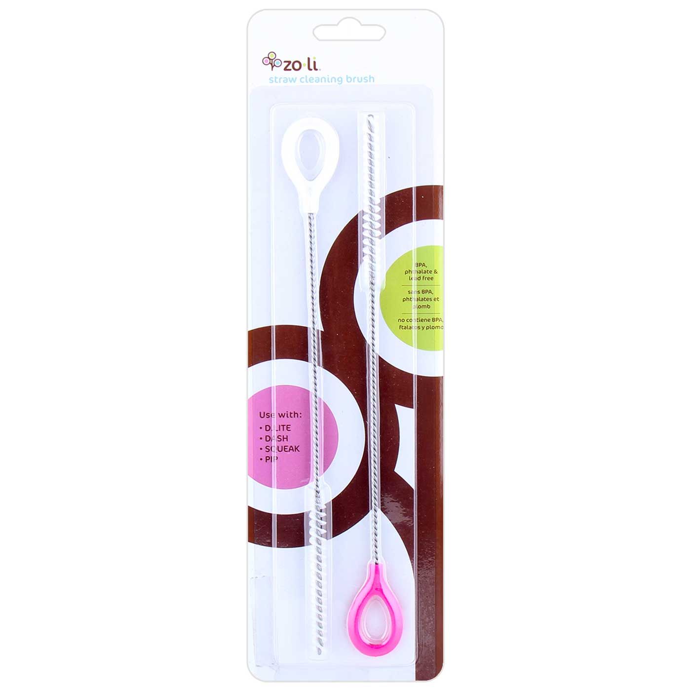 Zoli SQUEAK PIP Water BottleStraw Cleaning Brush 2pcs - Pink - 1