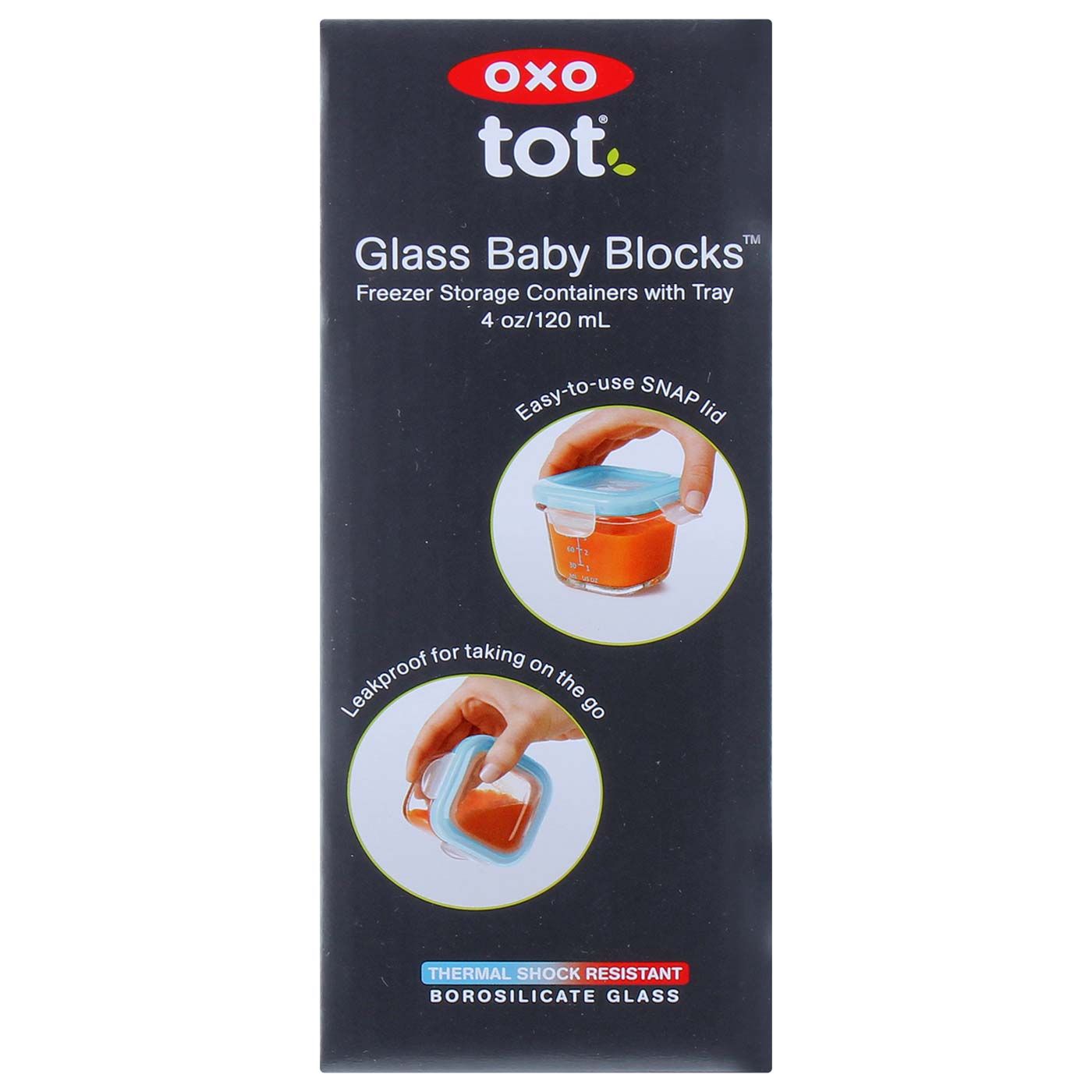 OXO Tot Glass Baby Blocks - (4 oz) Aqua - 6