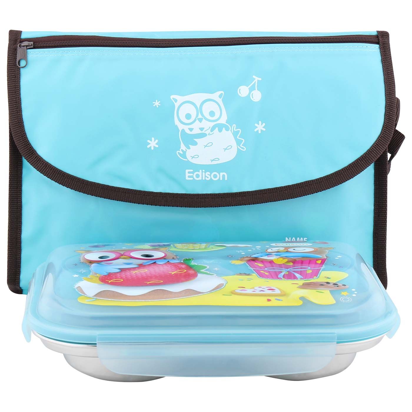 Edison Stainless Lunch Box With Pouch Blue - 1