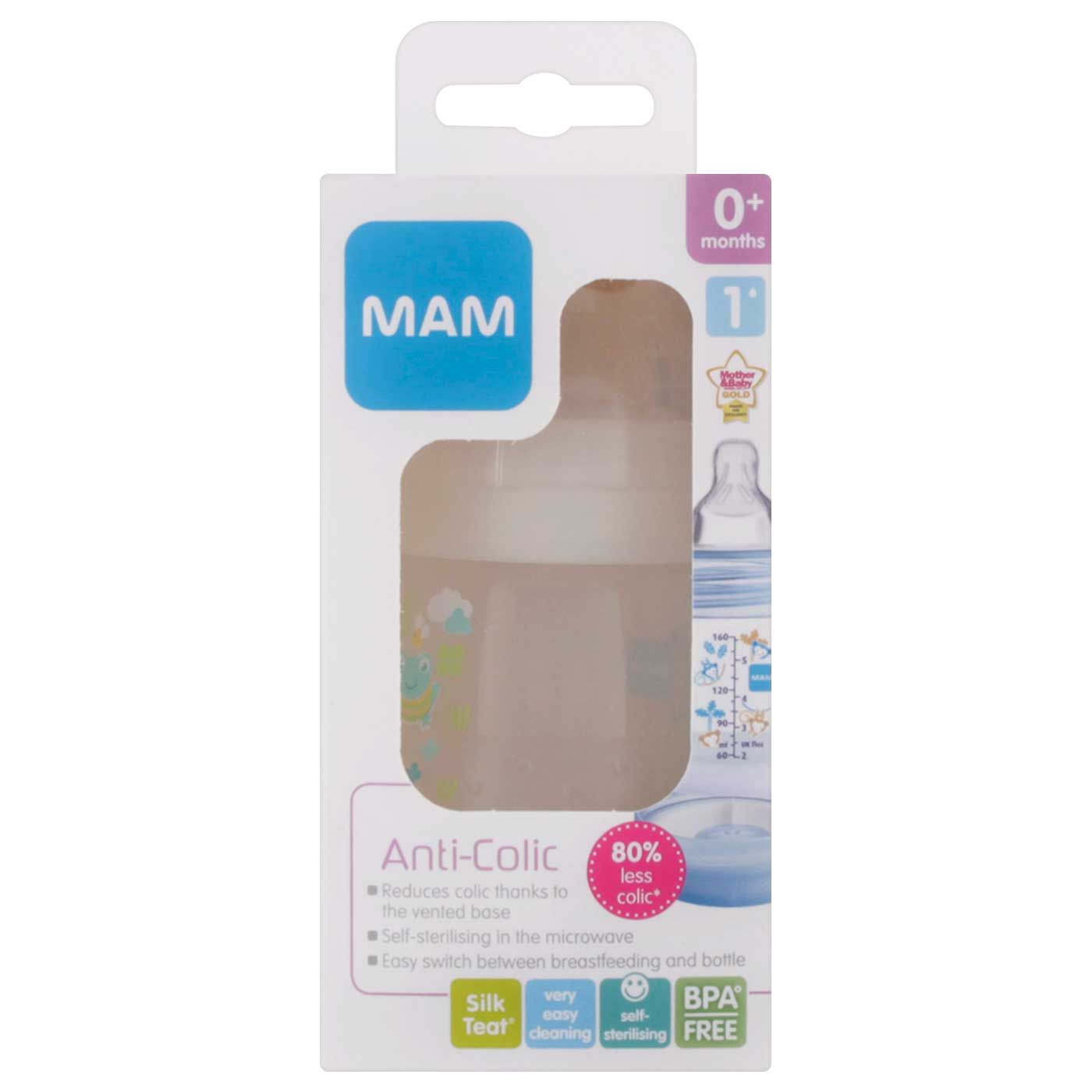 MAM Anti Colic Bottle Ivory 160ml Frog - 1
