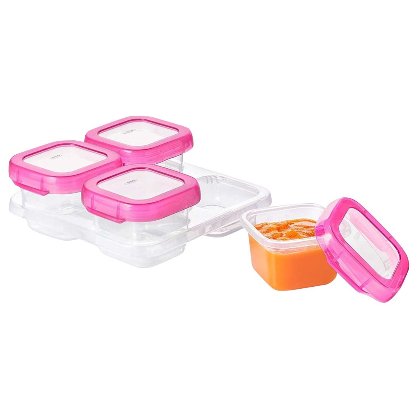 OXO Tot Baby Blocks Freezer Storage Containers 4oz Pink - 1