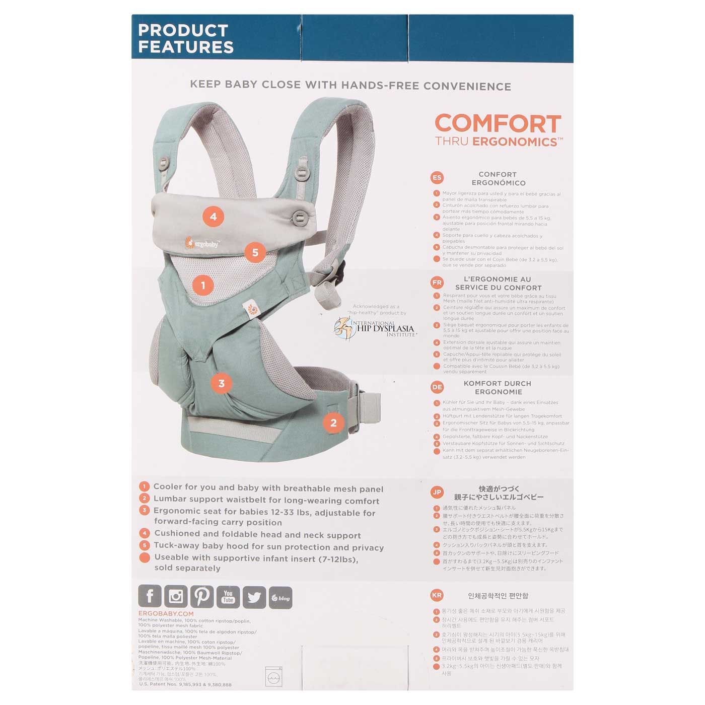 Ergobaby Performance 360 Carrier Cool Air Icy Mint - 9