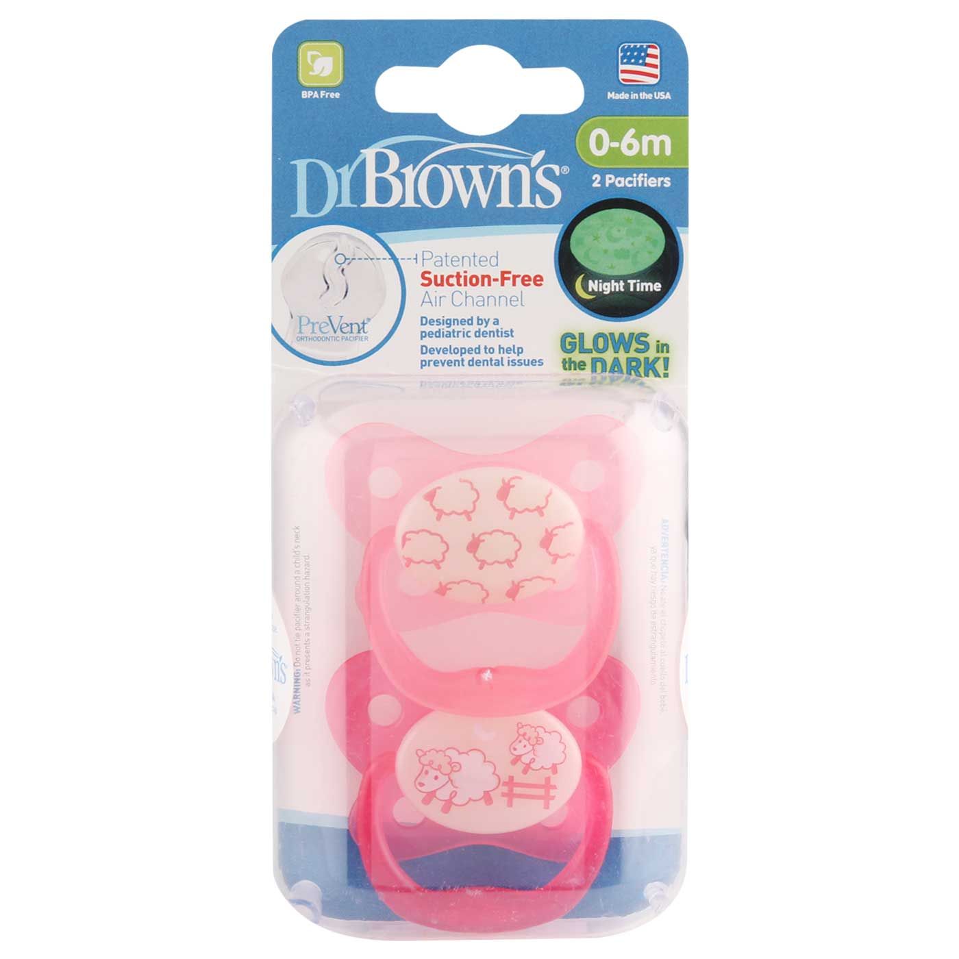 Dr.Brown's PreVent Glow in the dark Sheep (0-6m) Pink - 1
