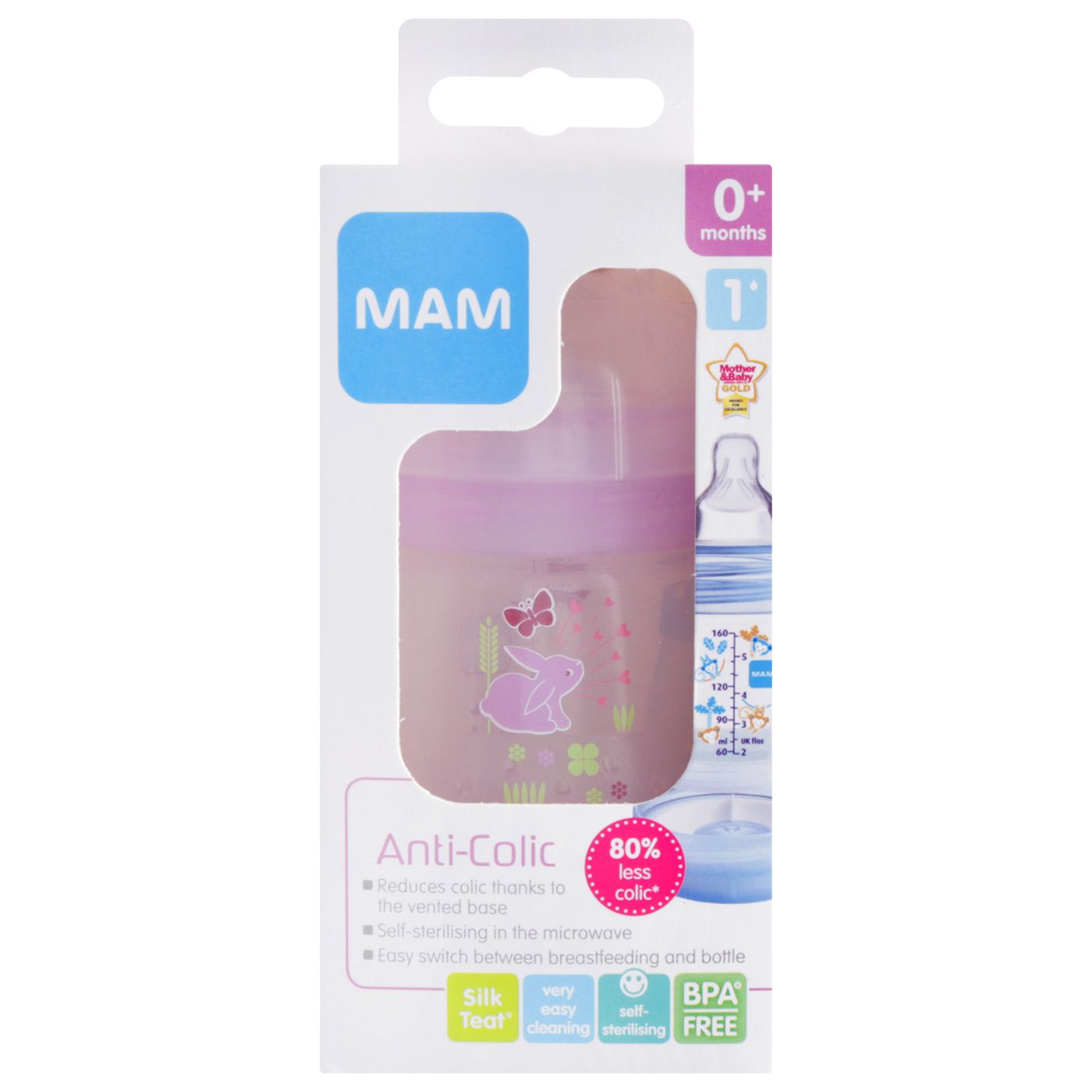 MAM Anti Colic Bottle Purple 160ml Motif 2 - 1