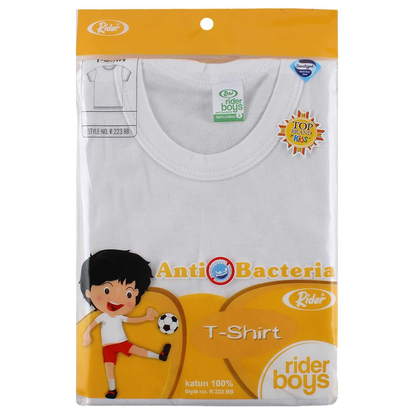 Rider Anti Bacteria Boys Tshirt White-L - 3