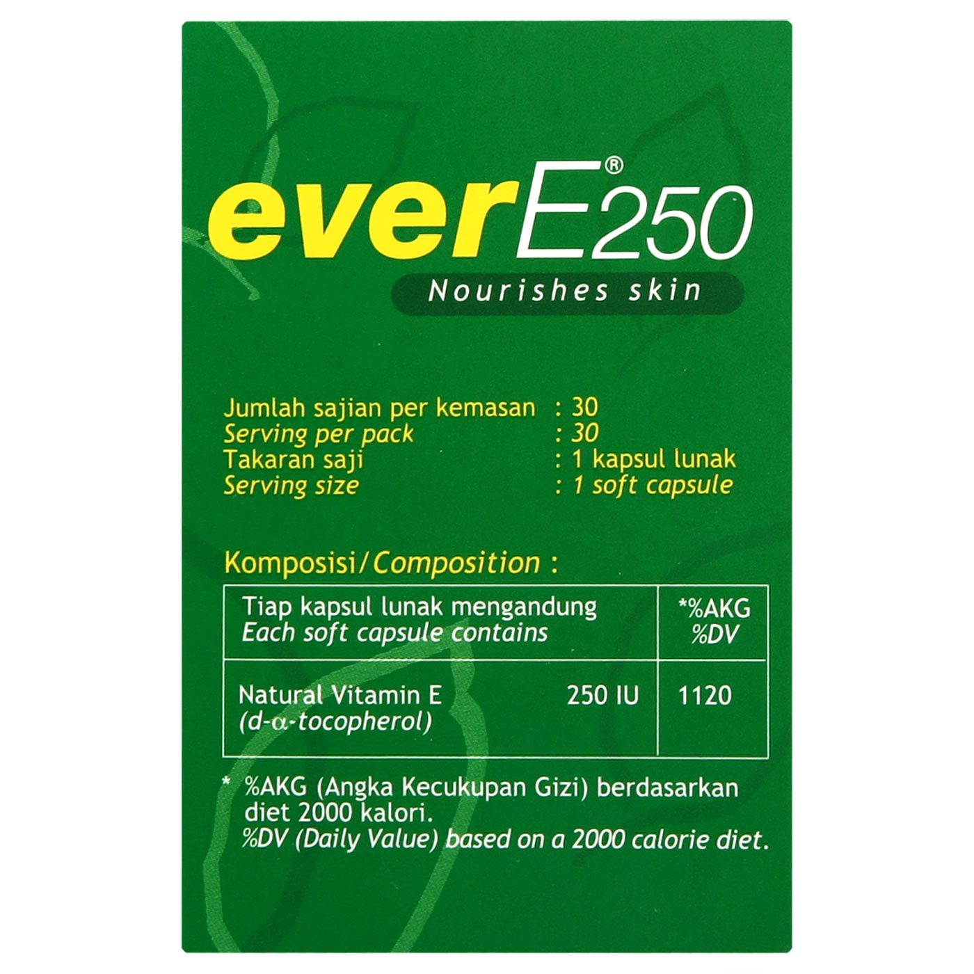 Jual Evere 250 Memelihara Kesehatan Kulit Vitamin E 30s Discontinued Termurah Harga Promo 2404