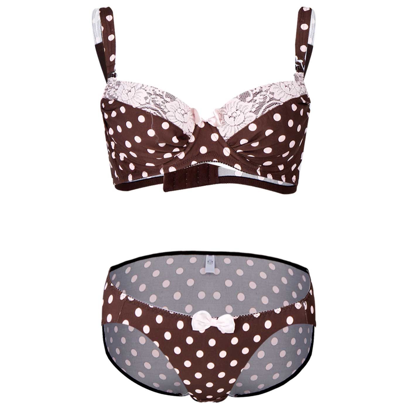 Rosemadame Special Brassiere & Shorts Polkadot Brown-C80 - 1