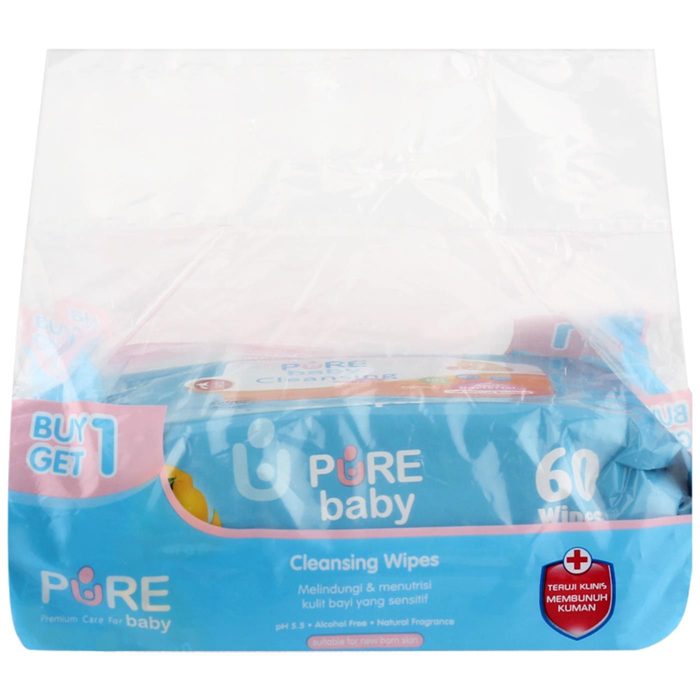 Pure Baby Cleansing Wipes Buy1Get1 Lemon 60's - 1