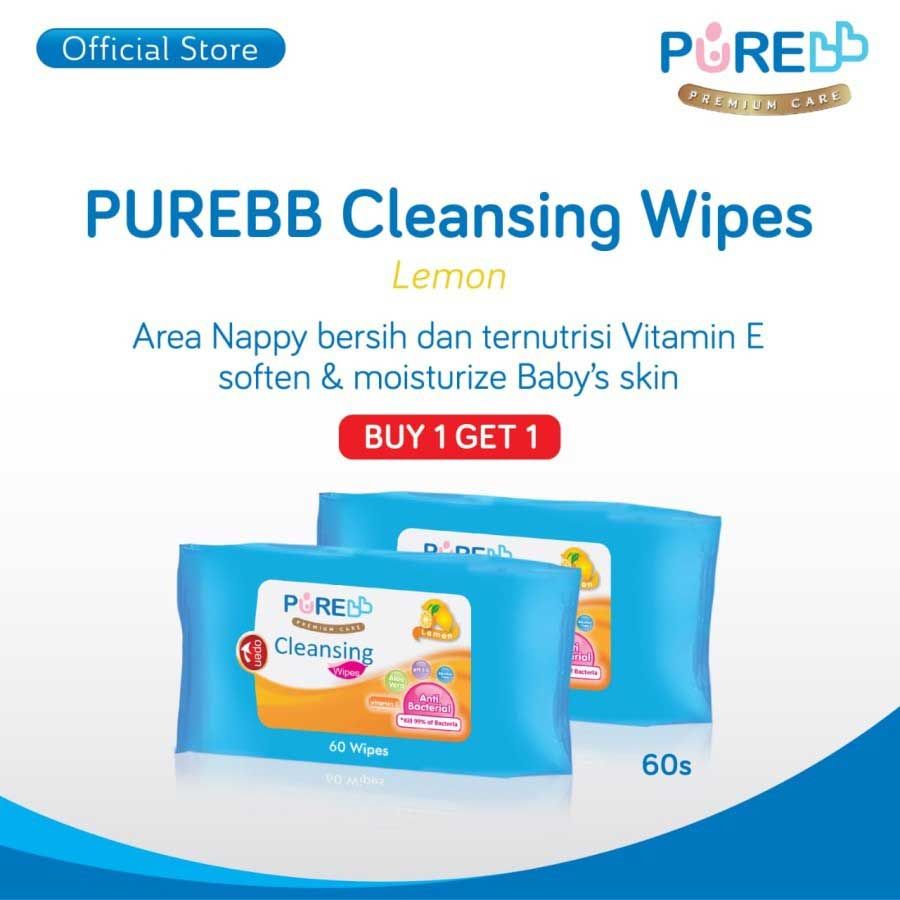 Pure Baby Cleansing Wipes Buy1Get1 Lemon 60's - 3