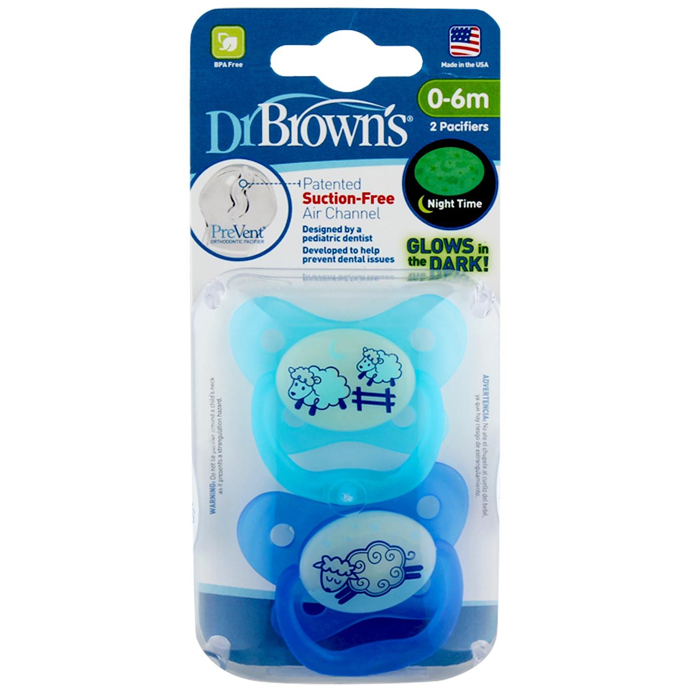 Dr.Brown's  PreVent Glow in the dark Sheep (0-6m) Blue - 1