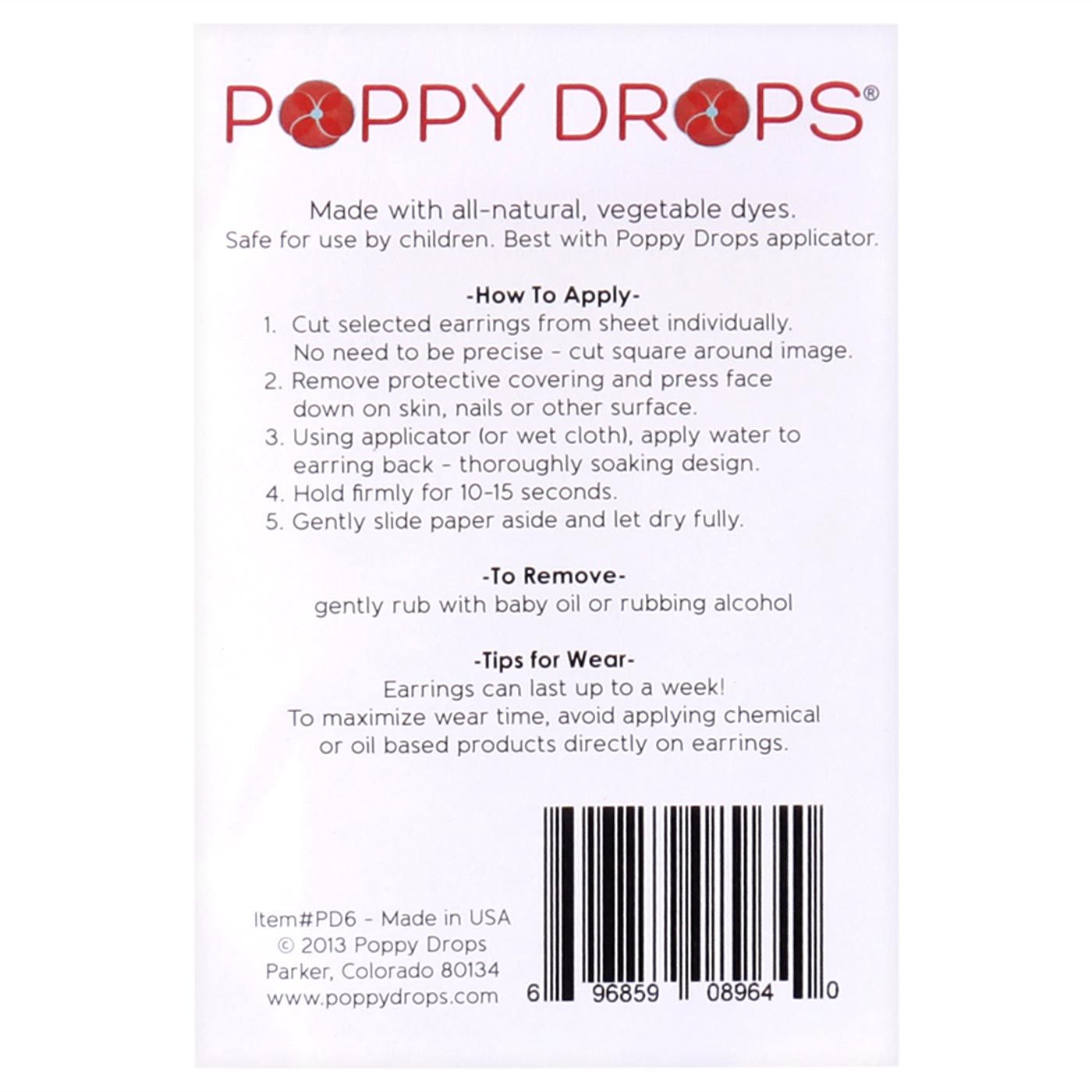 Poppy Drops Pierce-Free Earring Collection Peace & Love - 2