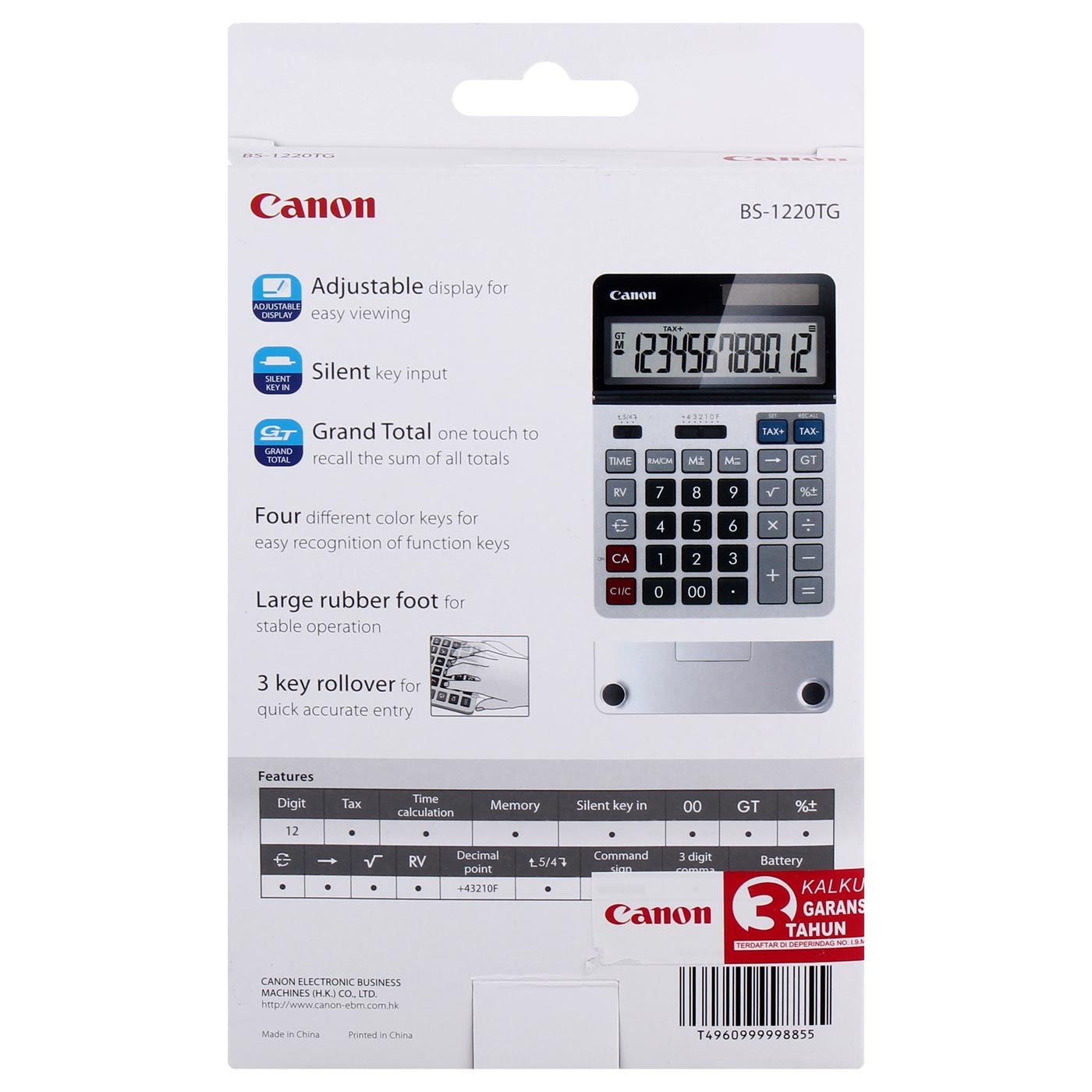 Canon Kalkulator BS-1220TG HB WHITE (12-Digit) - 5
