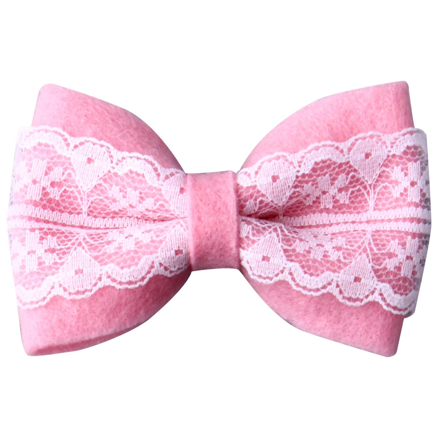 Bebecroc Double Layer Bow w/lace Pale Pink - 2